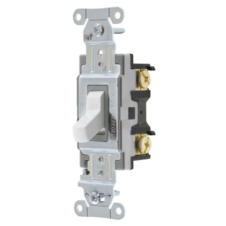 Hubbell Wiring Device-Kellems Switches and Lighting Controls, Toggle Switch, Commercial Grade, Double Pole, 15A 120/277V AC, Back and Side Wired, White CSB215W